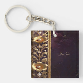 Gouden bloemversiering met parels sleutelhanger
