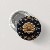 Gouden Bloemversiering Ronde Button 3,2 Cm (Voorkant /achterkant)