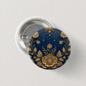 Gouden Bloemversiering Ronde Button 3,2 Cm (Voorkant /achterkant)