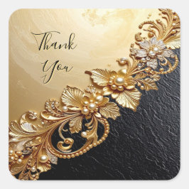 Gouden Bloemversiering Sticker