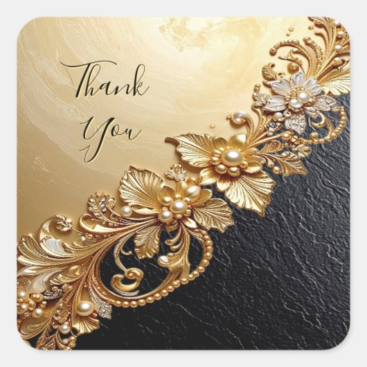 Gouden Bloemversiering Sticker (Voorkant)