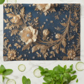 Gouden Bloemversiering Theedoek (Gevouwen)