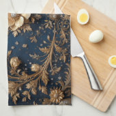 Gouden Bloemversiering Theedoek (Quarter Fold)