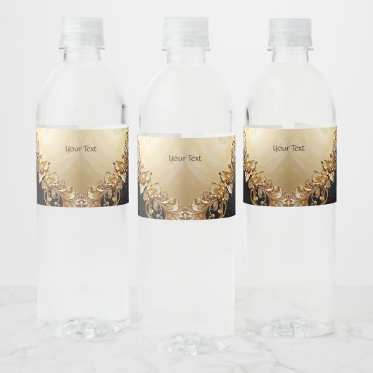 Gouden Bloemversiering Waterfles Label Etiket (Flessen)