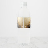 Gouden Bloemversiering Waterfles Label Etiket (Achterkant)