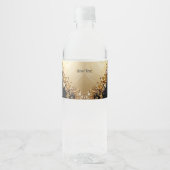 Gouden Bloemversiering Waterfles Label Etiket (Voorkant)