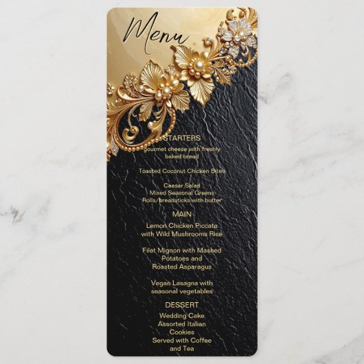 Gouden Bloemversieringen Menu (Voorkant)