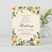 Gouden Bloesem Bloesem Bruiloftsfeest Kaart (Staand voorkant)