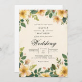 Gouden Bloesem Bloesem Bruiloftsfeest Kaart (Voorkant / Achterkant)