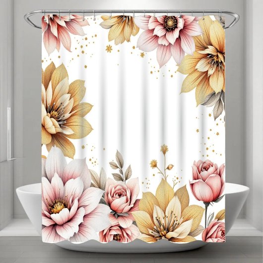 Gouden Bloesem Bries Gordijn voor Douche