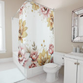 Gouden Bloesem Bries Gordijn voor Douche (In situ)