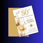 Gouden bloesem elegante verrassing 50ste verjaarda kaart