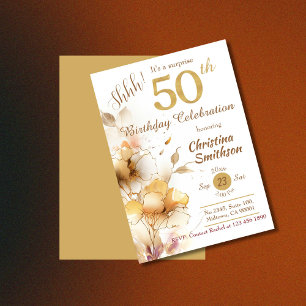 Gouden bloesem elegante verrassing 50ste verjaarda kaart