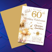 Gouden bloesem elegante verrassing 60e verjaardag kaart