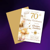 Gouden bloesem elegante verrassing 70e verjaardag kaart