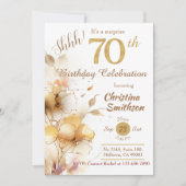 Gouden bloesem elegante verrassing 70e verjaardag kaart (Voorkant)