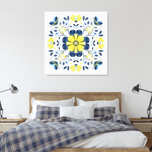 Gouden Bloesem Harmonie Canvas Afdruk (Insitu (Slaapkamer))