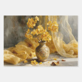 Gouden Bloesem Vaas Inpakpapier Vel (Voorkant)