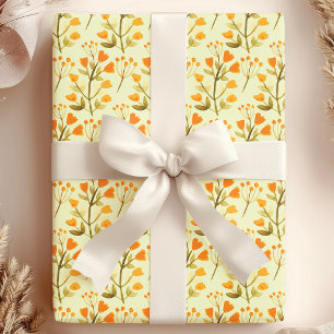 Gouden Bloesems Aquarel Wilde Bloem Cadeaupapier