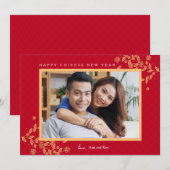 Gouden bloesems Chinees Nieuwjaar foto vakantiekaa Kaart (Voorkant / Achterkant)