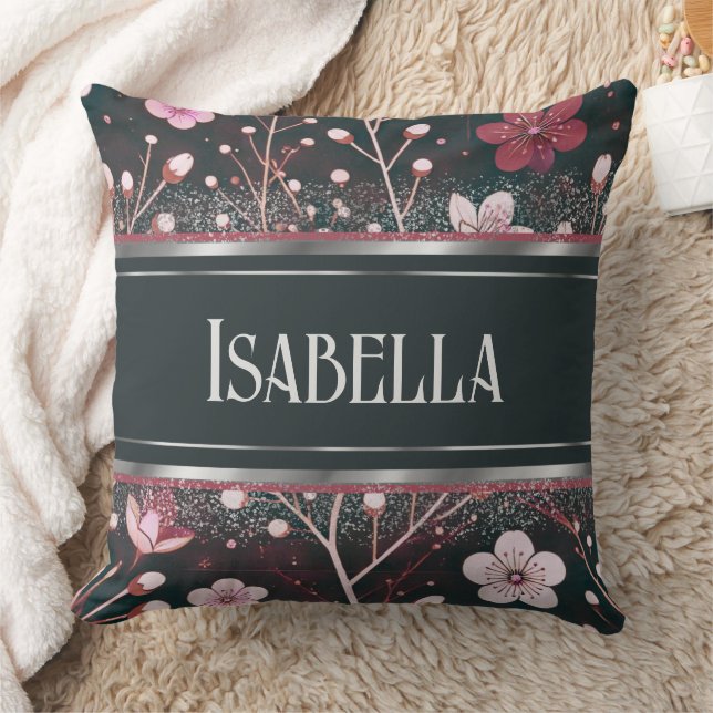 Gouden bloesems: Delicate Floral Symphony Kussen (Deken)