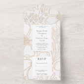 Gouden Bloesems Moderne Trouw Alles In Eén Uitnodi All In One Uitnodiging (Binnen)