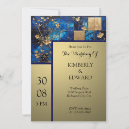 Gouden bloesems op middernachtsblauw kaart