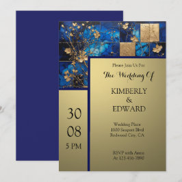 Gouden bloesems op middernachtsblauw kaart