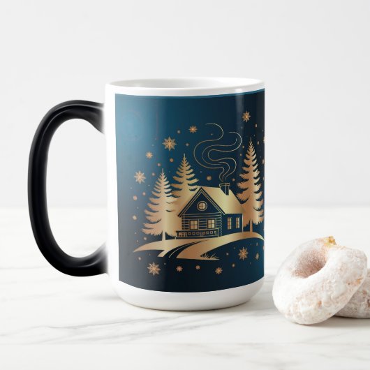 Gouden Blokhut Blauwe Vormende Mok (Met donut)