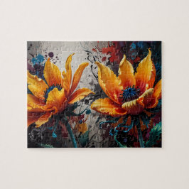 Gouden Bloom: Levendig Geel Bloem Duo Legpuzzel