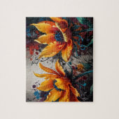 Gouden Bloom: Levendig Geel Bloem Duo Legpuzzel (Verticaal)