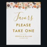 gouden blos bloemen Favorieten teken Perfect Poster<br><div class="desc">baby shower gunst teken met mooie handgeschilderde waterverf bloemen.</div>