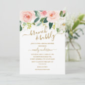 Gouden blos bloemenbrunch en bubbelig Vrijgezellen Kaart (Staand voorkant)