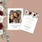 Gouden blozende bloemen foto save the date kaart