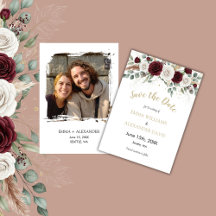 Gouden blozende bloemen foto save the date kaart
