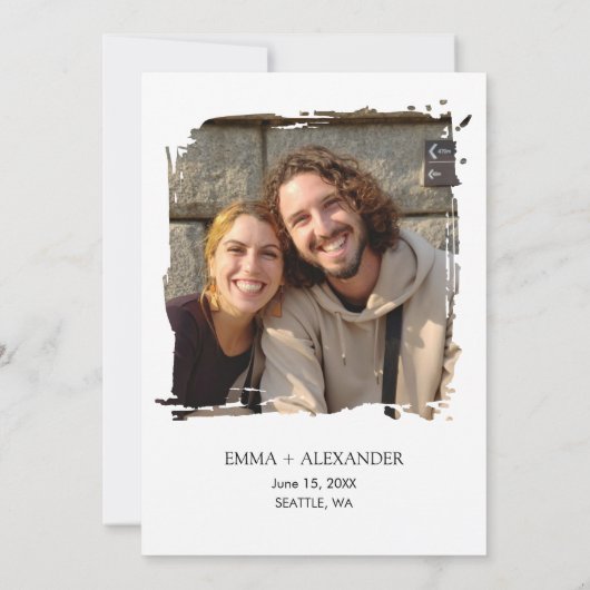 Gouden blozende bloemen foto save the date kaart (Achterkant)