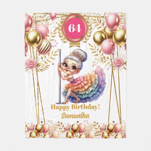 Gouden Blush Aangepaste Naam Grappig Oma Deken (Voorkant)