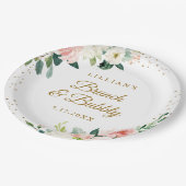 Gouden Blush Bloemen Brunch En Bubbelwijn Papieren Bordje (Gekanteld)