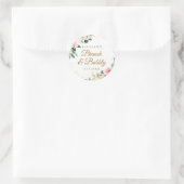 Gouden Blush Bloemen Brunch en Bubble Ronde Sticker (Tas)