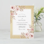 Gouden Blush Botanische Bruiloft Kaart (Staand voorkant)