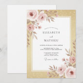 Gouden Blush Botanische Bruiloft Kaart (Voorkant / Achterkant)