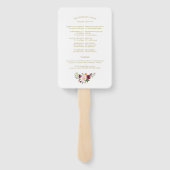 Gouden Blush Bourgondië Floral bruiloft programma Handwaaier (Achterkant)