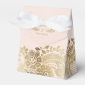 Gouden blush elegante kant bruiloft gunst bedankdoosjes (Voorkant Zijde)