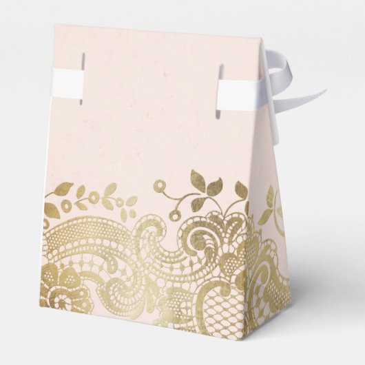 Gouden blush elegante  kant bruiloft gunst bedankdoosjes (Achterkant)