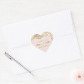 Gouden blush elegante  kant bruiloft gunst hart sticker (Envelop)