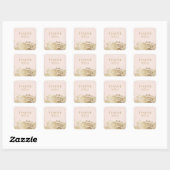 Gouden blush elegante  kant bruiloft gunst vierkante sticker (Vel)