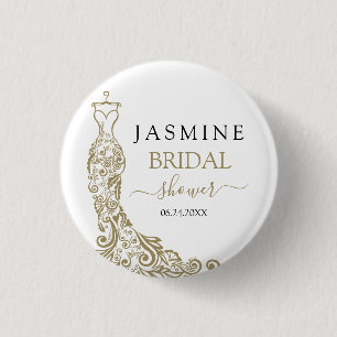 Gouden Blush Jurk Bruidsdouche Ronde Button 3,2 Cm