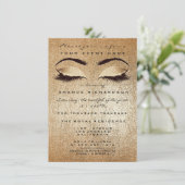 Gouden Blush Make-up Ogen Glitter 16e bruids Kaart (Staand voorkant)