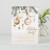 Gouden Blush Ornamenten Kerstfeest Versiering Kaart (Staand voorkant)