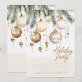 Gouden Blush Ornamenten Kerstfeest Versiering Kaart (Voorkant / Achterkant)